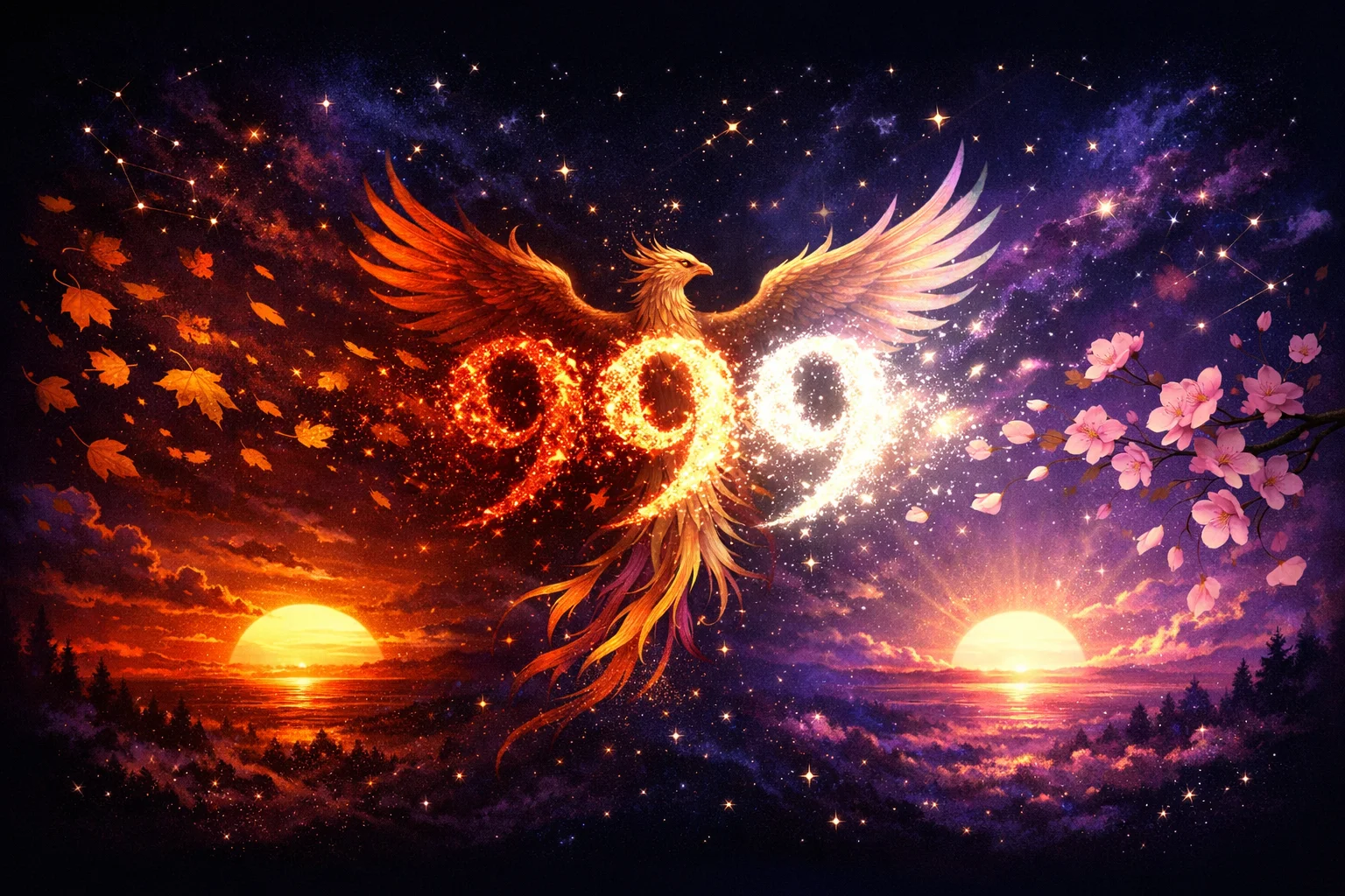 999 angel number meaning visual guide showing transformation from endings to new beginnings with crimson and white light
