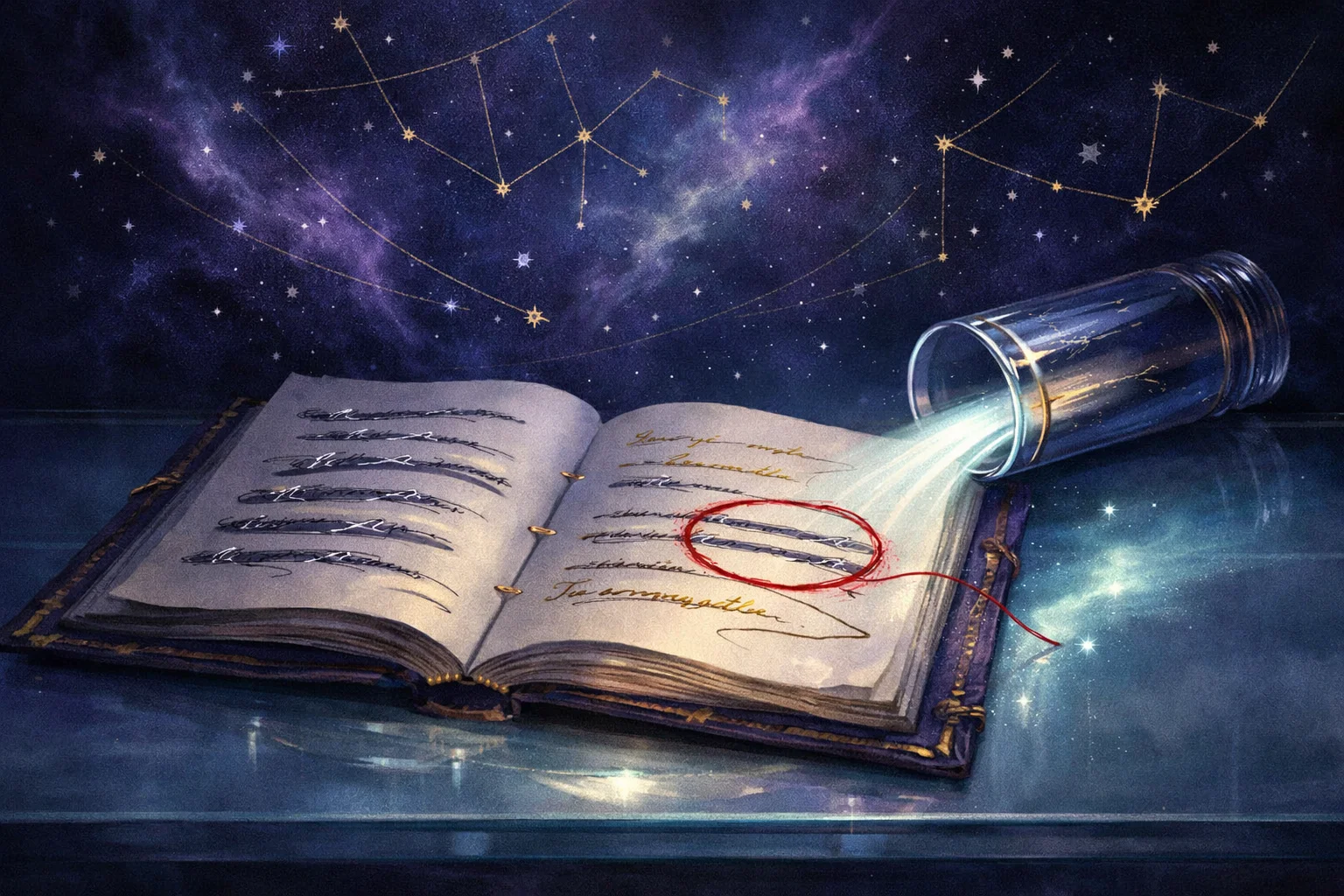 Aquarius woman traits: an open rulebook with clauses struck through and rewritten in the margins