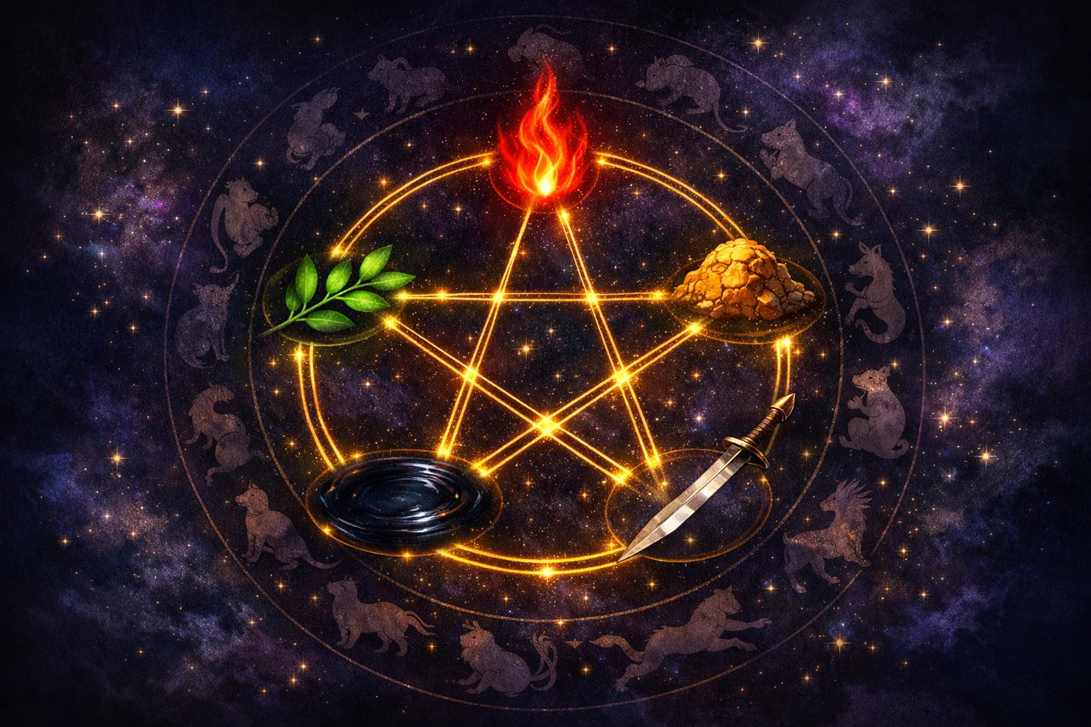 Chinese astrology explained — the five elements wired as a circuit with generating arcs and crossing controlling lines