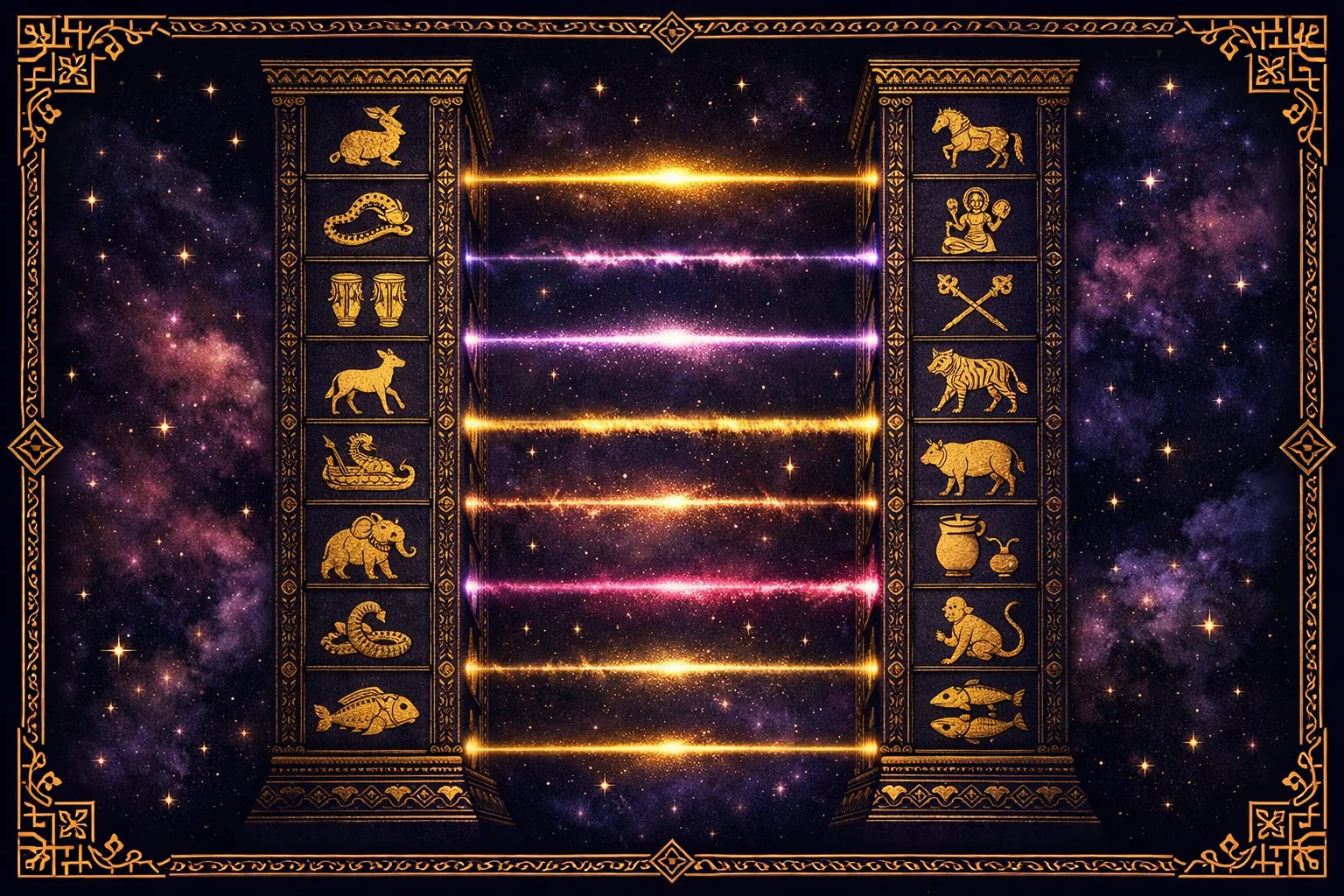 Two lunar mansion bands joined by eight bridges of different brightness, the visual form of a 36-point kundali matching score