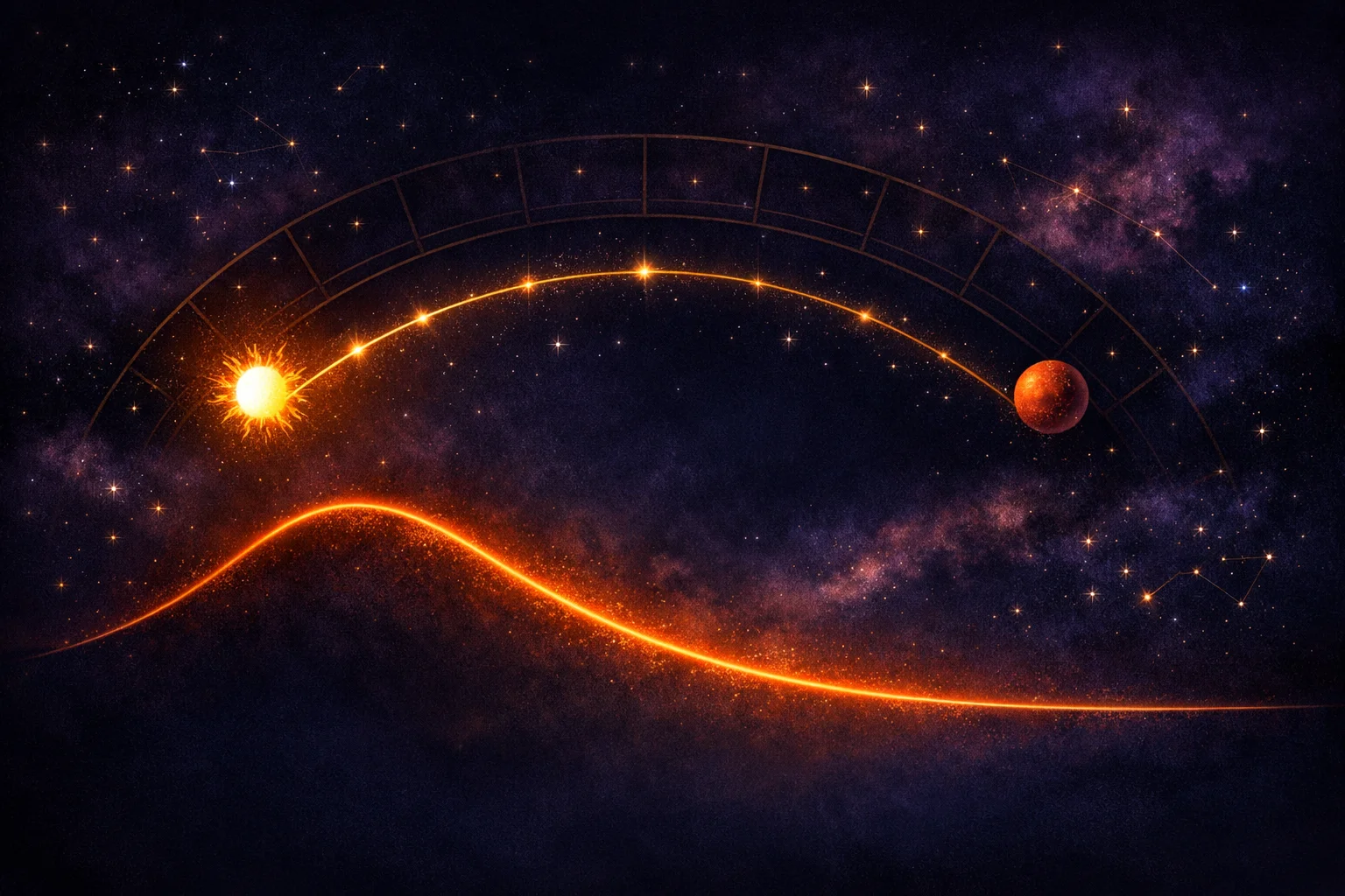 Mars sign calculator chart: a curve falling from left to right, showing most births have Mars close to the Sun