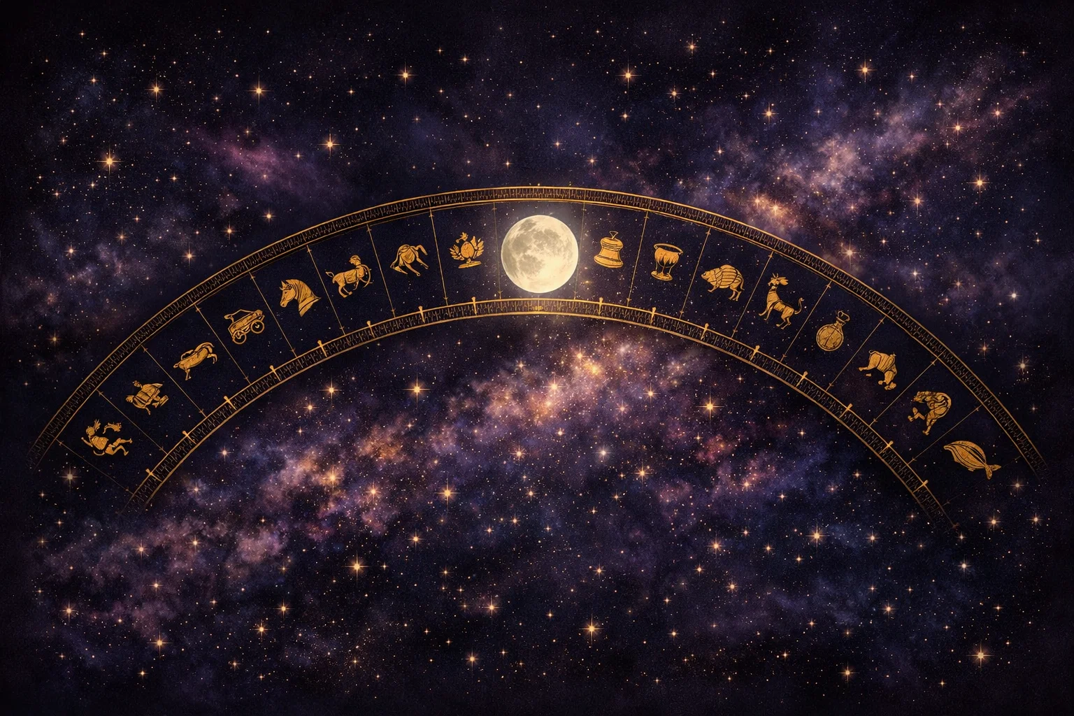 The 27 nakshatras drawn as a band of the sidereal zodiac with one segment lit and the Moon inside it