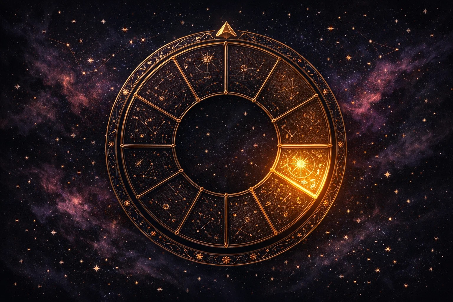 Nine-segment personal year cycle ring showing where a birth date sits in the numerology year cycle