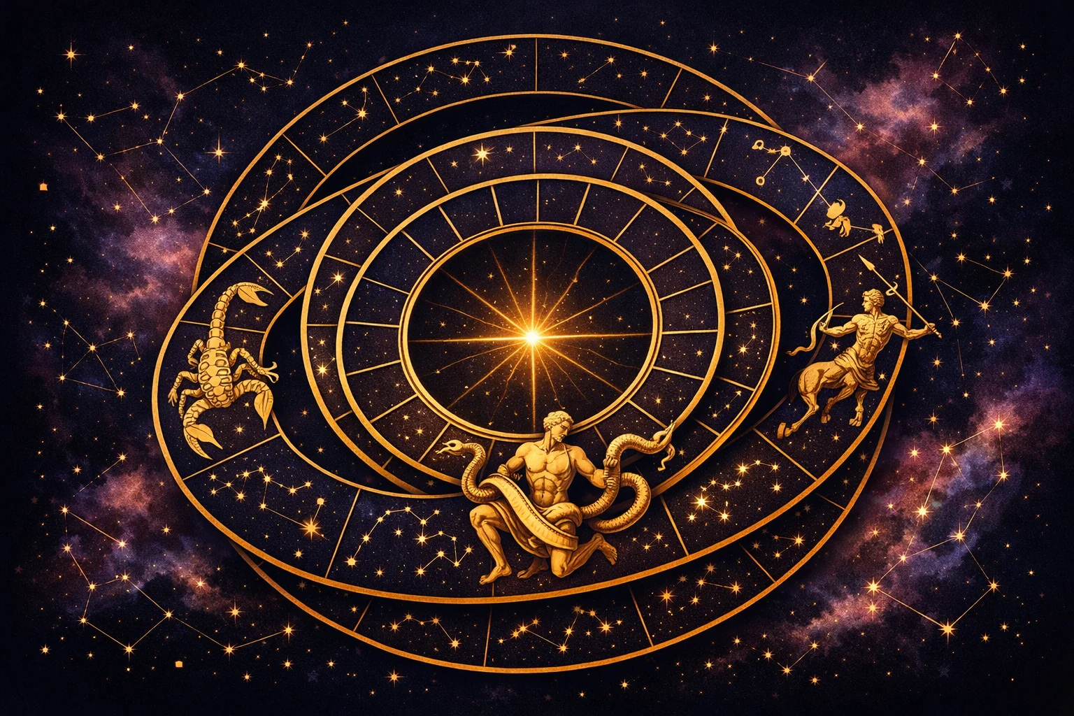 Sidereal birth chart calculator diagram: tropical zodiac, sidereal zodiac and the thirteen real constellations